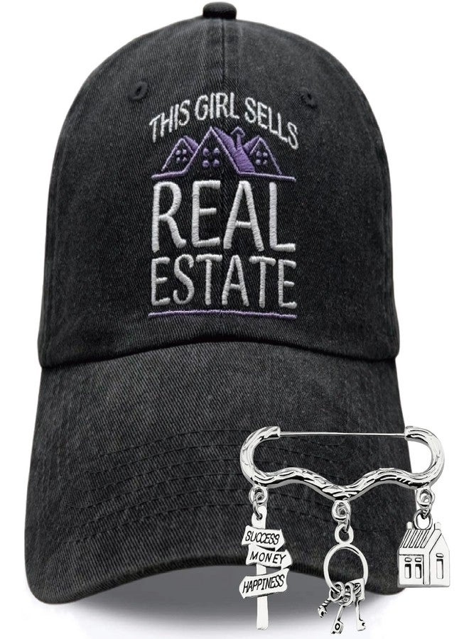 MALLAbyLAMMA This Girl Sells Real Estate Cap Hat Embroidered Purple, Realtor Brooch Pin, Realtor Gifts for Women, Realtor Baseball Cap, Appreciation Gift for Real Estate Agent Woman Closing Birthday Christmas - Image 1